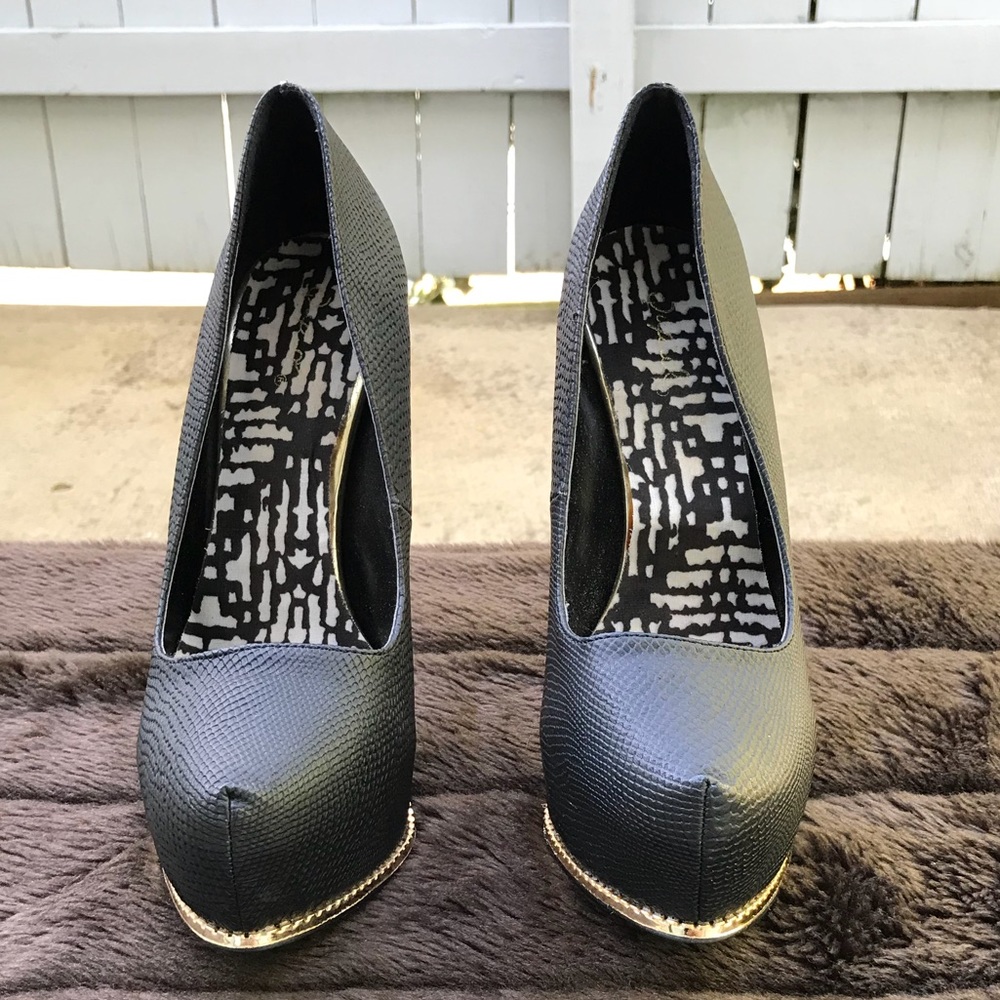 Black Platform Heels w/ Gold Trim